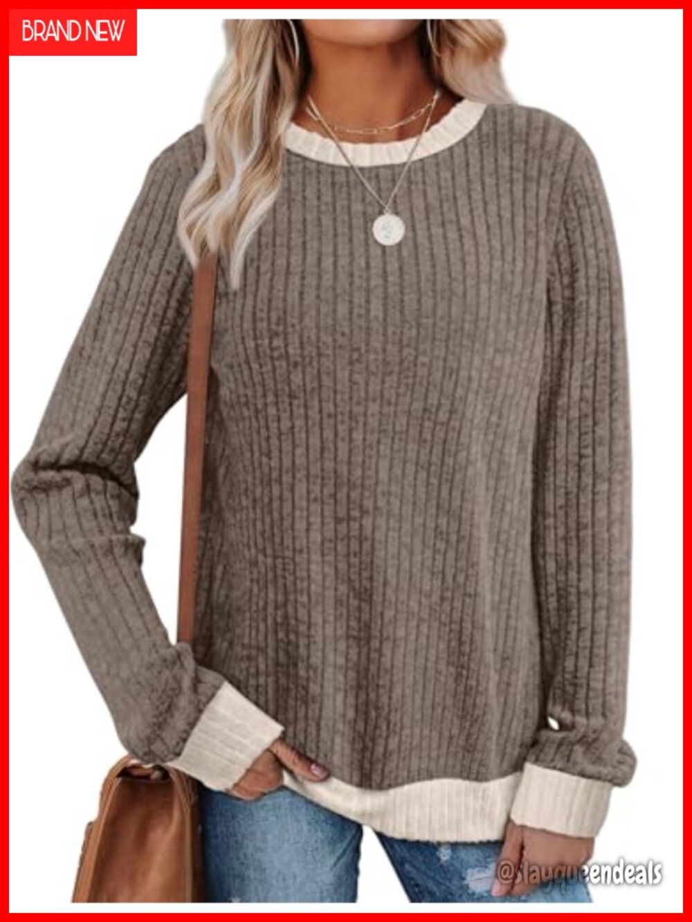 Women's Lightweight Sweater Tunic Long Sleeve Loose Fit Crewneck